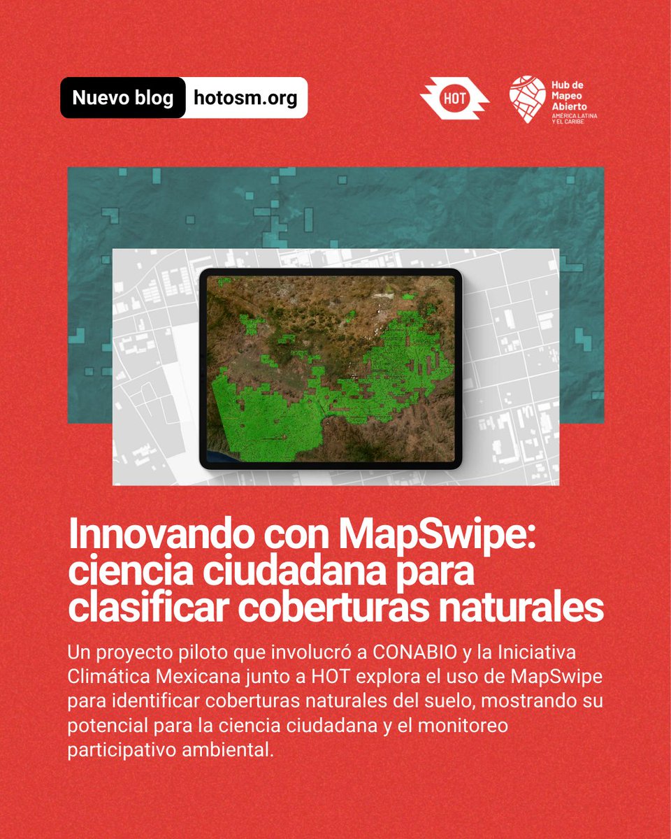 LAC Hub - HOT 🌎 (@maphublac) on Twitter photo 📲 ¿Cómo identificar coberturas naturales desde el celular? 🌿
Un proyecto piloto entre <a href="/CONABIO/">CONABIO</a>, <a href="/iniciativaclima/">Iniciativa Climática de México</a> y <a href="/hotosm/">Humanitarian OpenStreetMap Team</a> explora el poder de <a href="/mapswipe/">mapswipe</a> para el monitoreo ambiental participativo a través de la ciencia ciudadana. Descúbrelo aquí → buff.ly/pR4CYyj 📲 ¿Cómo identificar coberturas naturales desde el celular? 🌿
Un proyecto piloto entre <a href="/CONABIO/">CONABIO</a>, <a href="/iniciativaclima/">Iniciativa Climática de México</a> y <a href="/hotosm/">Humanitarian OpenStreetMap Team</a> explora el poder de <a href="/mapswipe/">mapswipe</a> para el monitoreo ambiental participativo a través de la ciencia ciudadana. Descúbrelo aquí → buff.ly/pR4CYyj