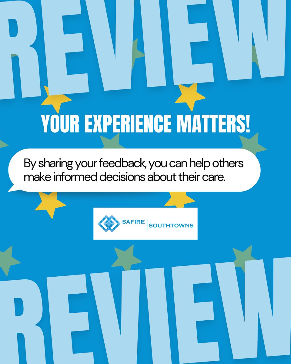 Your experience matters! 💙 
At Southtowns, we strive to provide the best care for your loved ones. By sharing your feedback, you can help others make informed decisions about their care. Please leave a review here: revyoumeplease.com/safire-southto…