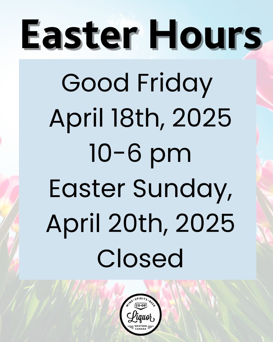 Please note our holiday hours for Easter.  

#evergreencoopliquorstore
#holidayhours
#easter
#closdsunday