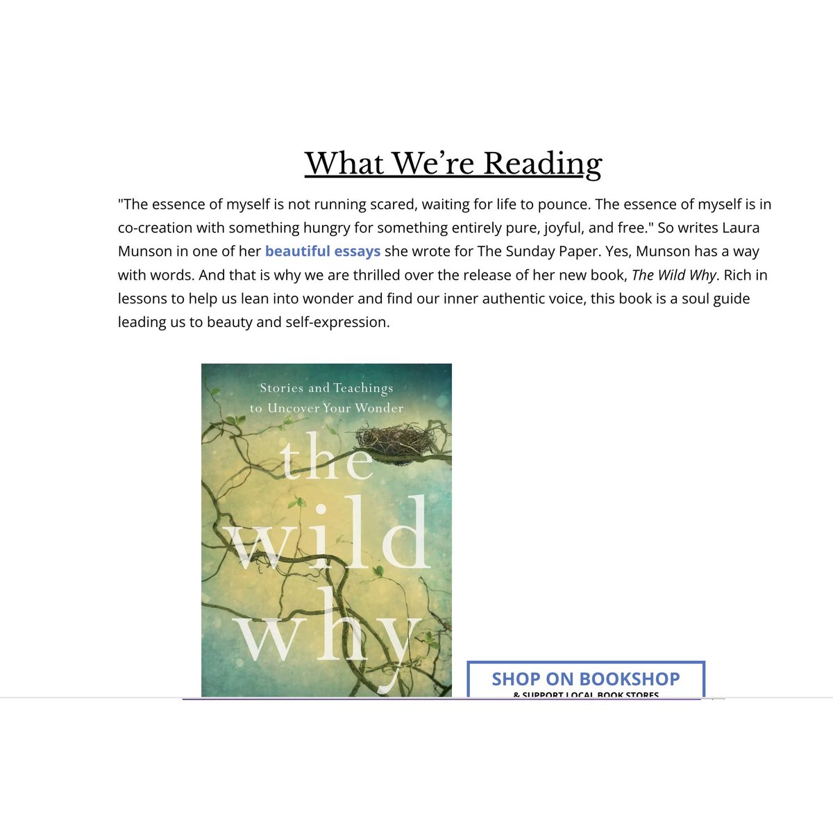 I love <a href="/mariashriver/">Maria Shriver</a>’s wonder-full work in the world. I love her illuminating new book I Am Maria. And I am so honored that my new book The Wild Why is on her list. I’m on the road promoting it and watching it deliver its salve in this worried world. <a href="/thesundaypaper/">M!</a>.