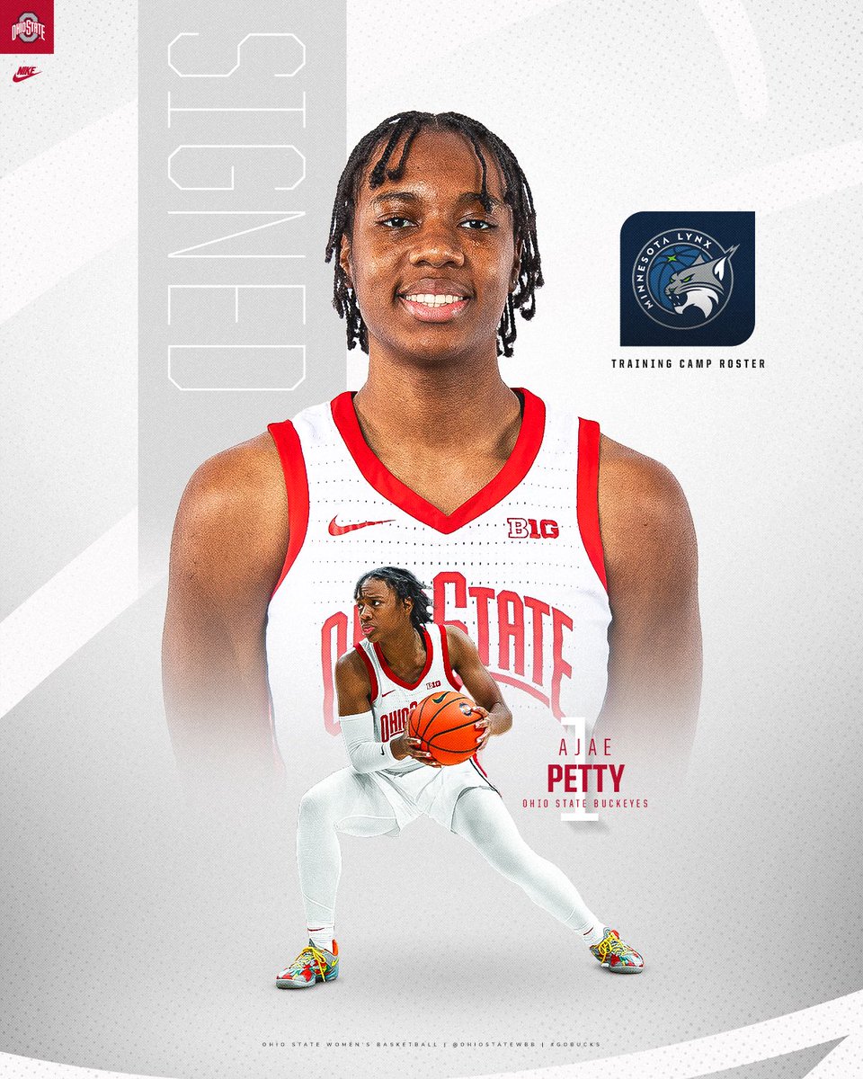 Ohio State Women’s Basketball (@ohiostatewbb) on Twitter photo Petty is headed to Minnesota this summer ‼️
Congratulations to @AjaePetty on signing a training camp deal with the <a href="/minnesotalynx/">Minnesota Lynx</a> 🗣️
We’re always behind you and can’t wait to see what you accomplish AP 🌰
#GoBucks | #DevelopedHere Petty is headed to Minnesota this summer ‼️
Congratulations to @AjaePetty on signing a training camp deal with the <a href="/minnesotalynx/">Minnesota Lynx</a> 🗣️
We’re always behind you and can’t wait to see what you accomplish AP 🌰
#GoBucks | #DevelopedHere