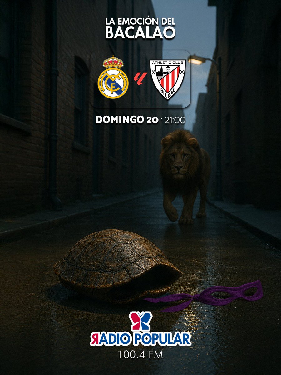 🦁 Y ahora la visita al dentista

⏰ 21:00

<a href="/realmadrid/">Real Madrid C.F.</a> 🆚 <a href="/AthleticClub/">Athletic Club</a>

✍️ Participa con #EmociónBacalao

🎙️<a href="/RJ_Bacalao/">Raúl Jiménez</a>
🎚️ Mendi
⚽️ Mikel Azkorra
📢 <a href="/whitemanbilbao/">José Luis Blanco</a>
🐦 <a href="/SaratxagaEkaitz/">Ekaitz Saratxaga</a>

#RealMadridAthletic #AthleticClub #LALIGAEASPORTS