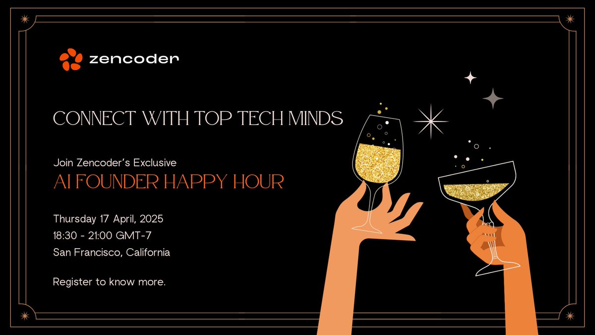 zencoderai's tweet image. Don't miss Zencoder's Happy Hour - Founder Event! Join top tech minds who are pushing the boundaries of what's possible with AI.
Bring your curiosity, energy, and vision for the future of AI.
Register here to know more: hubs.la/Q03hnHq10
#Zencoder #Ai #FounderEvent