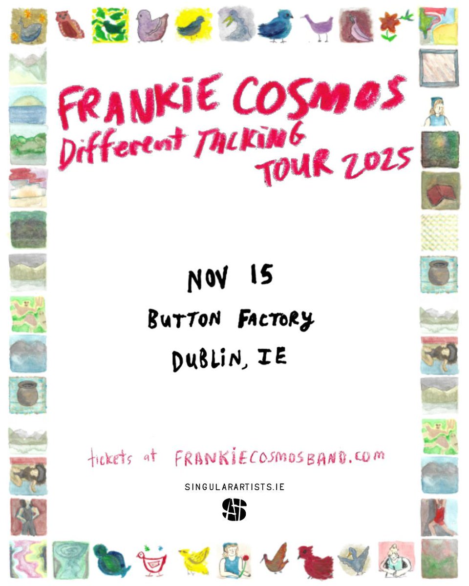 Singular Artists (@singularartists) on Twitter photo NEW : <a href="/frankiecosmos/">frankie cosmos</a>
The NYC Indie heroes
land for an IE Headliner
<a href="/ButtonFactory22/">Button Factory</a> || DUB
Saturday 15th Nov 2025
Gen-sale: Thu 17th Apr - 10am
TIX + MORE INFO ⬇️
singularartists.ie/show/frankie-c…
New Album : Different Talking
June 27th via <a href="/subpop/">Sub Pop Records</a> NEW : <a href="/frankiecosmos/">frankie cosmos</a>
The NYC Indie heroes
land for an IE Headliner
<a href="/ButtonFactory22/">Button Factory</a> || DUB
Saturday 15th Nov 2025
Gen-sale: Thu 17th Apr - 10am
TIX + MORE INFO ⬇️
singularartists.ie/show/frankie-c…
New Album : Different Talking
June 27th via <a href="/subpop/">Sub Pop Records</a>