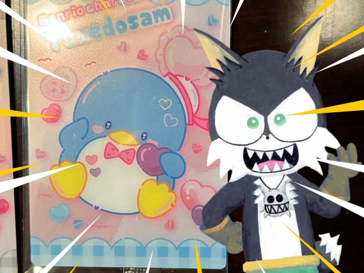 ryu_baobao's tweet photo. スパークス「ばつ丸とともに推しのサム様がキタぜ〜〜！！！❤️❤️❤️🐧🐧🐧爆発しろ、サムのトキ！」
＃タキシードサム
#バットばつ丸
＃はぴだんぶい
#サンリオキャラクターズウエハース
＃サンリオ
#オリジナルキャラクター
#イラスト
#ケモショタ
#煌めくスパークスの世界
#爆発しろオレ様のトキ https://t.co/3wTNEicBGC