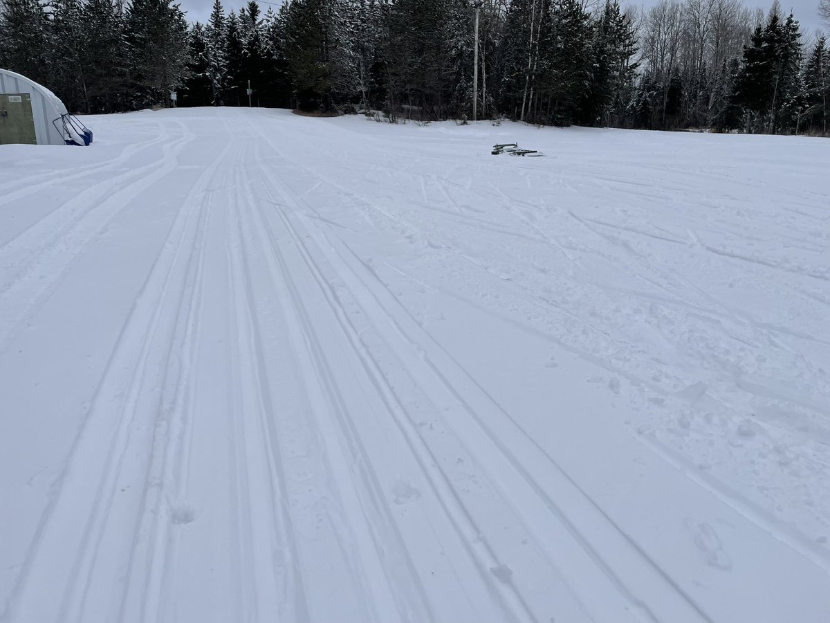 Rain in town…snow at Lappe. Pauli is CB out grooming both classic tracks and a sk8 lane.