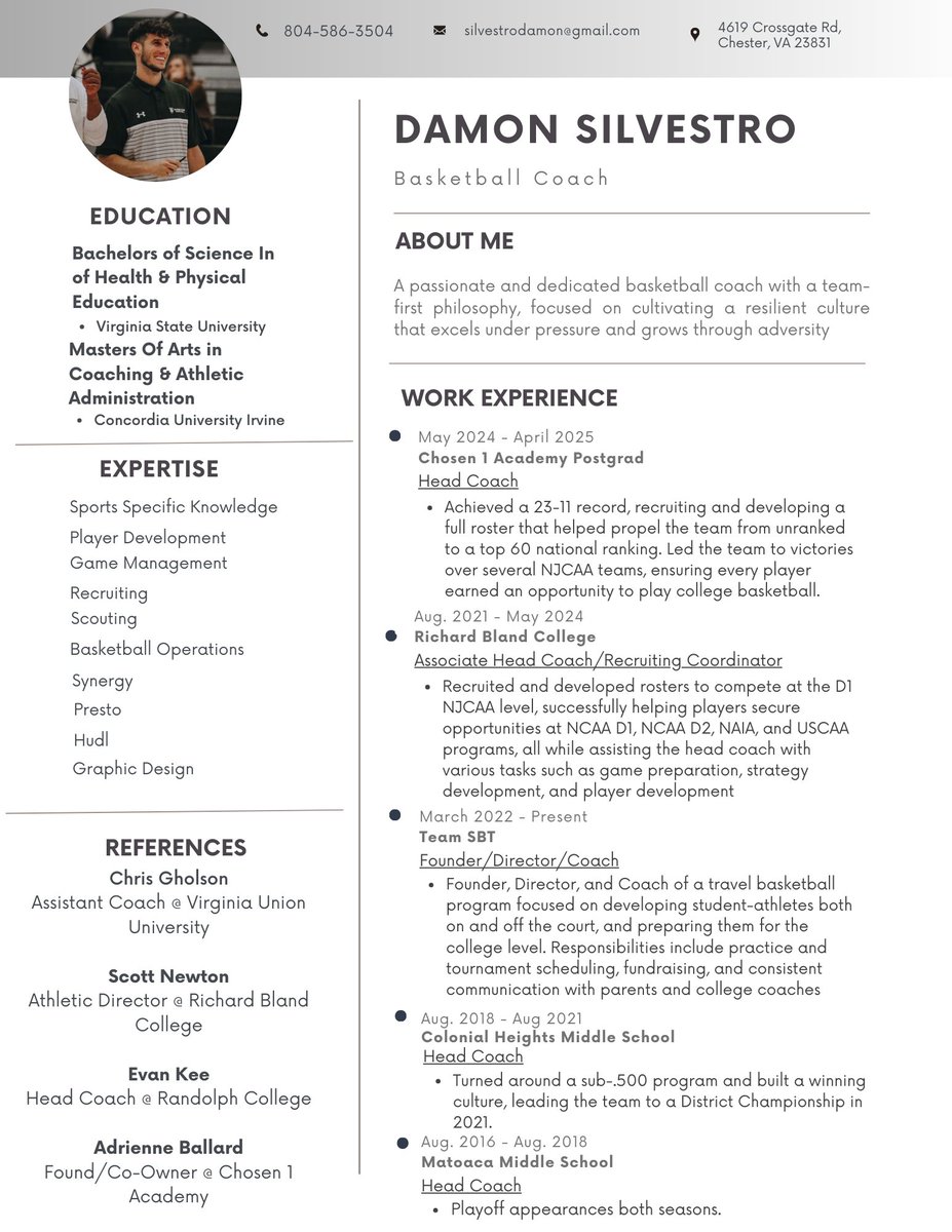 Good morning X, I will be looking for a new coaching opportunity next season.  Please reach out if you know any school/coach looking. I have College &amp; Postgrad coaching experience.