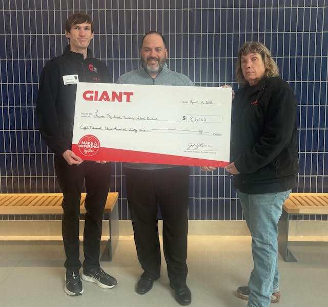 Giant's Feeding School Kids Program awarded the District's Food Services Department $8,361.62 to use toward eliminating negative student lunch account balances due to hardships, providing free meals, updating kitchen equipment and supplies, and creating food pantries.