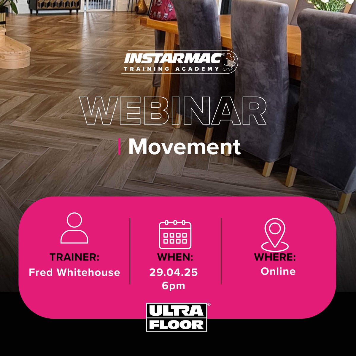 Instarmac_Tech's tweet image. ⭐ WEBINAR ⭐ 

👤 Trainer: Fred Whitehouse
🎓 The Topic: Movement
📆 When: 29th April
⌚ Time: 6pm
📍 Where: Online
➡️ Swipe to see more about the webinar
⬇️ Click the link to register 
hubs.ly/Q03gJx2W0 

#Training #Tiling #TilingTraining #TileTraining