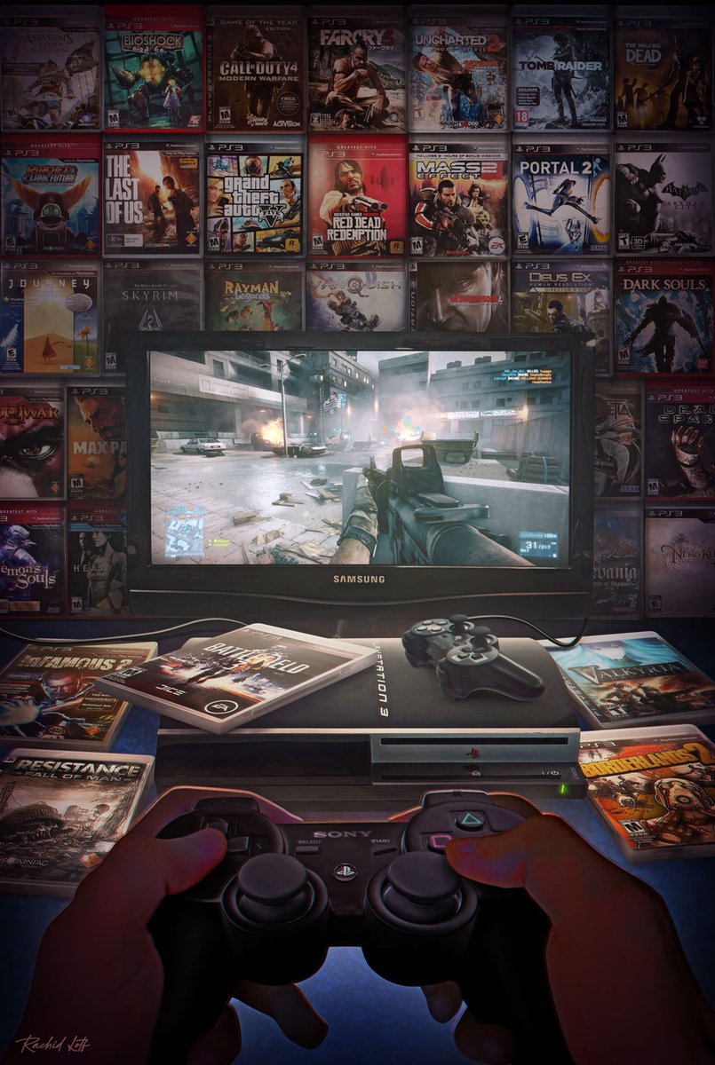 Battle Field 3 Version.
A tribute to the PlayStation 3 an era of unforgettable games and late-night gaming This artwork is a love letter to that golden era of gaming.
----------
Course, Print, Commission: rachidlotf.com/store

#PS3 #PlayStation3 #RetroGaming #PlayStation