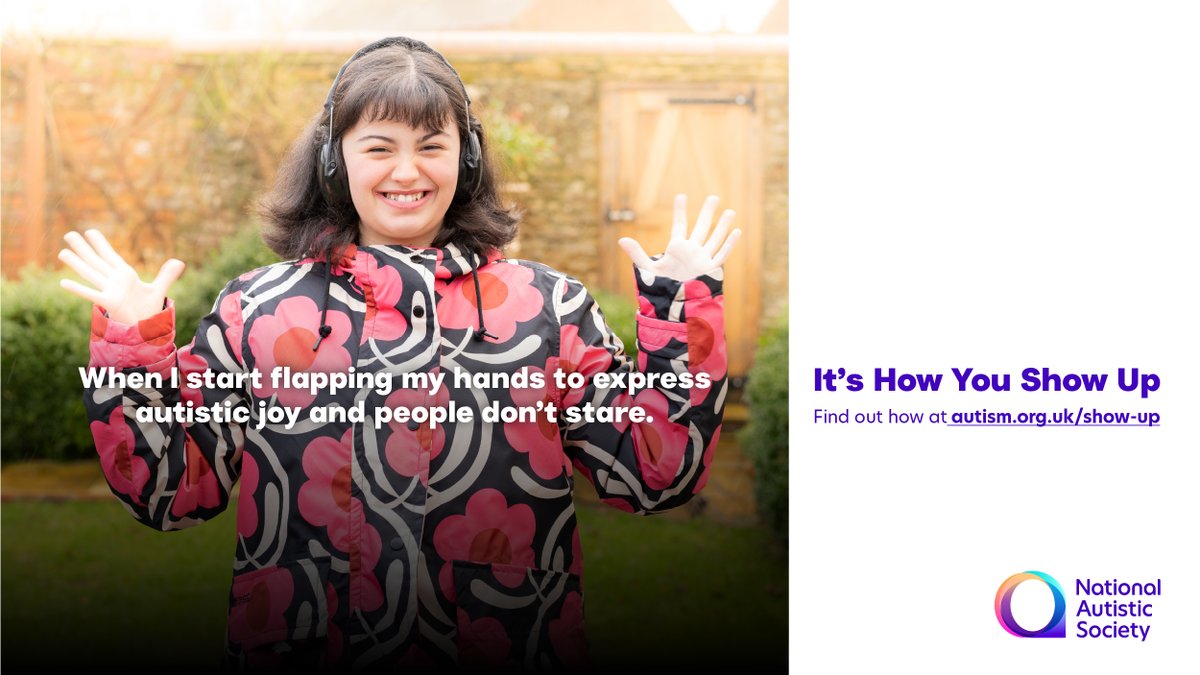 Georgina often flaps her hands to help her stay calm or when she is extremely happy. This is a form of ‘stimming’, which many autistic people do. When autistic people express themselves, they shouldn’t be met with stares or unkind comments: autism.org.uk/show-up