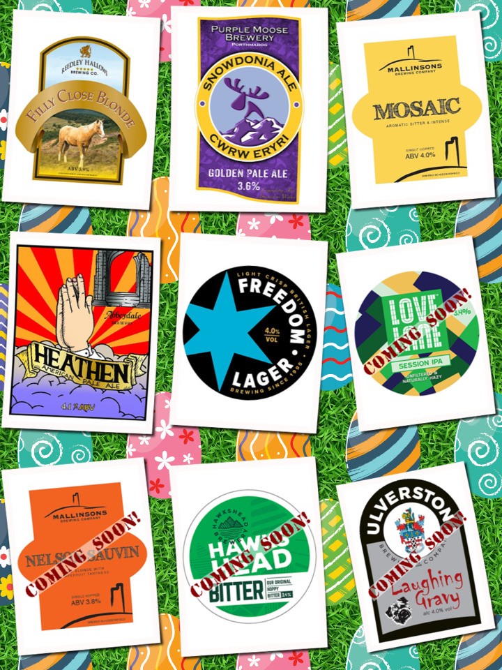 The Corner Post (@cornerpost_the) on Twitter photo It's the beginning of Easter week and here's the starting line-up we have on for you to enjoy today. We are open from 4pm - 9pm if you fancy popping in. Cheers!
<a href="/ReedleyBrew/">REEDLEY HALLOWS BREW</a> <a href="/PurpleMooseBrew/">Purple Moose Brewery</a> <a href="/Mallinsons/">Mallinsons</a> <a href="/AbbeydaleBeers/">Abbeydale Brewery</a> <a href="/FreedomBrewery/">Freedom Brewery</a> <a href="/LiverpoolCAMRA/">Liverpool CAMRA</a>
#RealAleFinder It's the beginning of Easter week and here's the starting line-up we have on for you to enjoy today. We are open from 4pm - 9pm if you fancy popping in. Cheers!
<a href="/ReedleyBrew/">REEDLEY HALLOWS BREW</a> <a href="/PurpleMooseBrew/">Purple Moose Brewery</a> <a href="/Mallinsons/">Mallinsons</a> <a href="/AbbeydaleBeers/">Abbeydale Brewery</a> <a href="/FreedomBrewery/">Freedom Brewery</a> <a href="/LiverpoolCAMRA/">Liverpool CAMRA</a>
#RealAleFinder