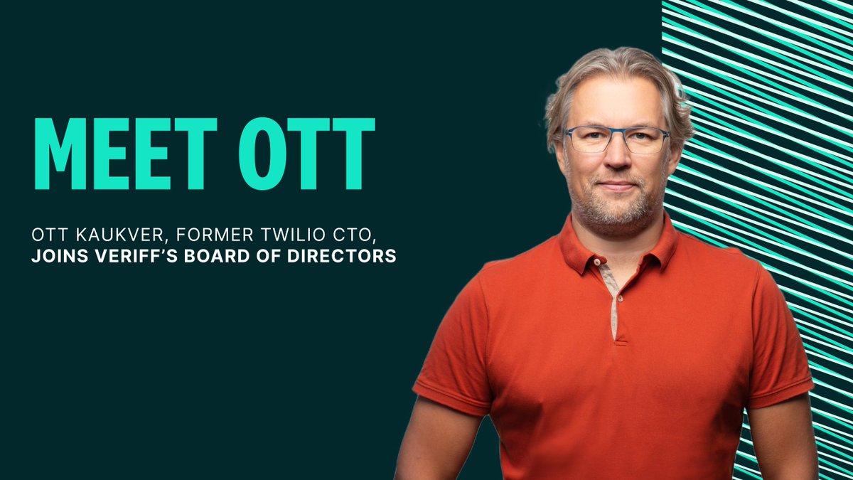 We’re thrilled to welcome Ott Kaukver, former CTO of Twilio and Checkout.com, to Veriff’s Board!

His deep experience will be invaluable as we scale globally and combat online #fraud with the power of #AI: bit.ly/42IIk2q 🚀