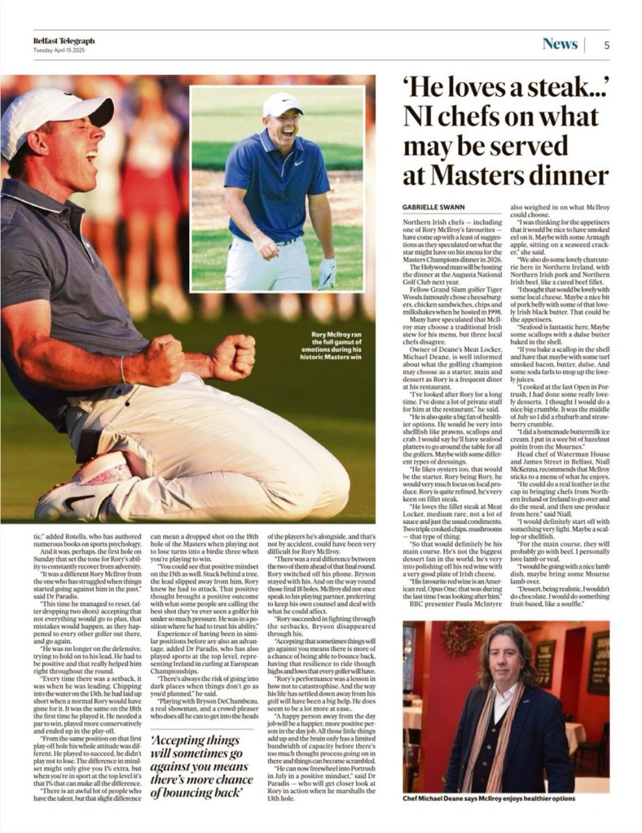 Dr Kyle Paradis (@kyleparadis) on Twitter photo Offered some insights from a sport psychology perspective to the Belfast Telegraph <a href="/BelTel/">Belfast Telegraph</a> on Rory McIlroy’s historic Masters win <a href="/UlsterUni/">Ulster University</a> <a href="/UlsterSchSport/">School of Sport & Exercise Science</a>
m.belfasttelegraph.co.uk/news/northern-… Offered some insights from a sport psychology perspective to the Belfast Telegraph <a href="/BelTel/">Belfast Telegraph</a> on Rory McIlroy’s historic Masters win <a href="/UlsterUni/">Ulster University</a> <a href="/UlsterSchSport/">School of Sport & Exercise Science</a>
m.belfasttelegraph.co.uk/news/northern-…