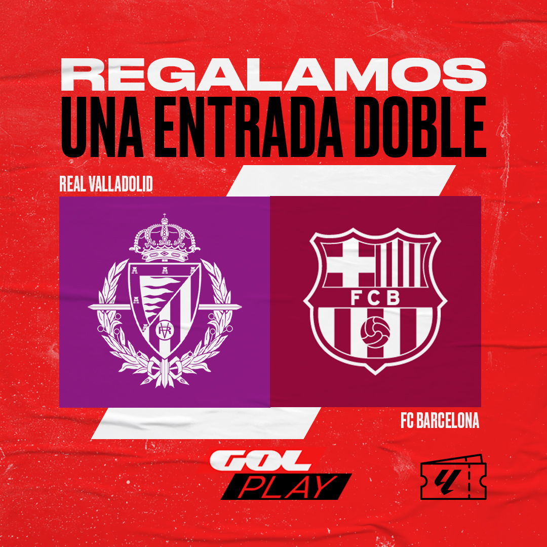 Gol's tweet image. 🎁 ¡𝐑𝐄𝐆𝐀𝐋𝐀𝐙𝐎! | ¿Quieres conseguir una entrada doble para el @realvalladolid 🆚 @FCBarcelona_es de la J34?

❤ Sigue a @Gol y a @DirectoGol
🔁 Haz RT

🥇 ¡El domingo anunciamos al ganador!

#LaLigaEnGol