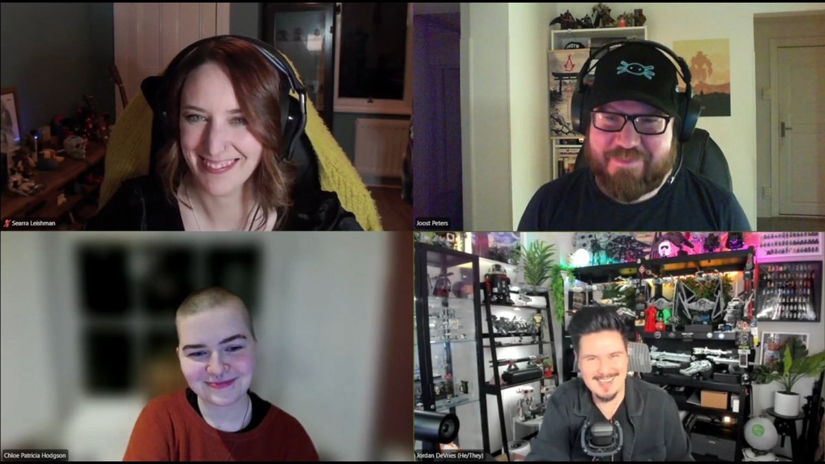 Had an excellent chat with my brilliant fellow UX gamedevs about accessibility for GAconf Europe this morning, full video coming soon

also my Zoom background is giving "when your custom character is in a cutscene"