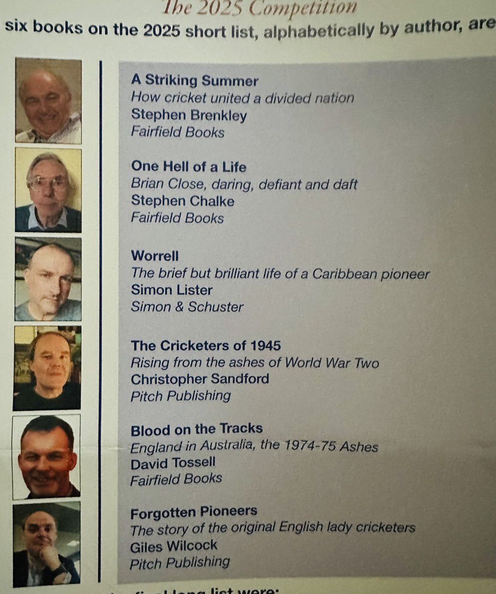 I highly recommend all of these books that were up for The Cricket Society and MCC Book of the Year Award last night. Congratulations to all of the wonderful authors.