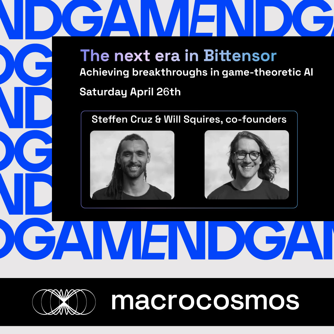 🚨 Endgame's keynote: Building the next big era in #Bittensor 🚨

Bittensor is on the brink of a breakthrough - if we can build the products to prove the protocol's huge potential⚡

Join our founders <a href="/macrocrux/">crux</a> and <a href="/WSquires/">Will Squires</a> at <a href="/endgame_summit/">Endgame</a> in Austin, Texas next week to see