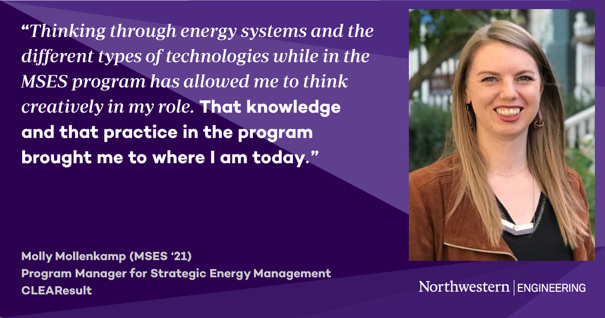 NU_MSES's tweet image. Molly Mollenkamp (MSES &apos;21) pivoted to a career in energy and sustainability thanks to a trip to the Arctic. Today she helps electric utility companies manage their “first fuel” — energy efficiency.

Read the full story here: bit.ly/42vGqAP

#Sustainability #Energy