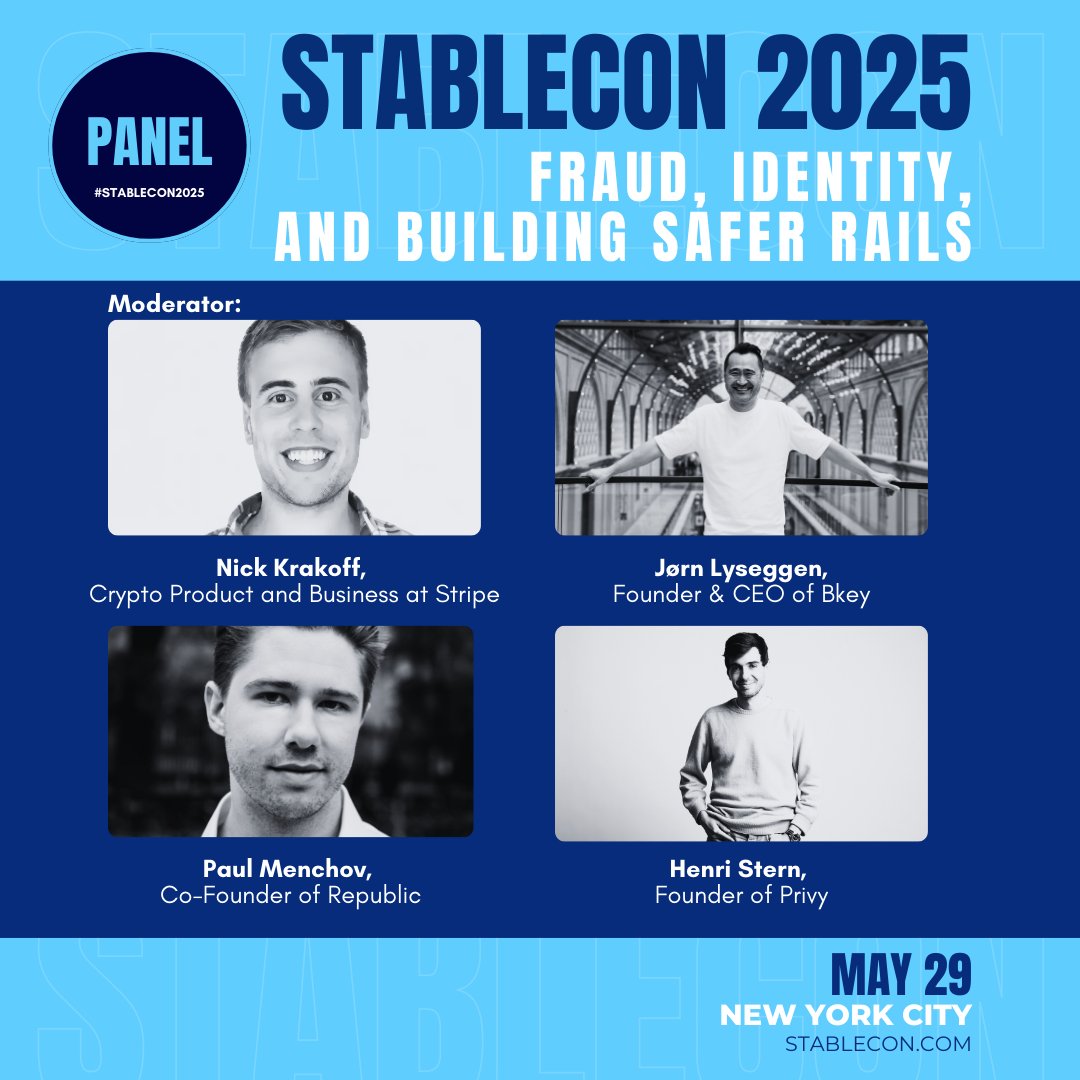 Stablecoins are growing fast — and so is the demand for trust, identity, and secure infrastructure. If you're building the next-gen wallet, protocol, or payment layer make sure to attend "Fraud, Identity &amp; Building Safer Rails", a session for builders shaping the future of