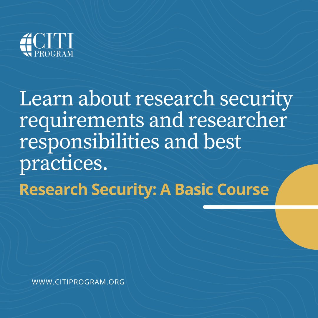 citiprogram's tweet photo. Are your researchers in need of research security training? Our new single-module “Research Security: A Basic Course” is an ideal option for researchers and others who conduct fundamental or open research.
#ResearchSecurity #ResearchBestPractices