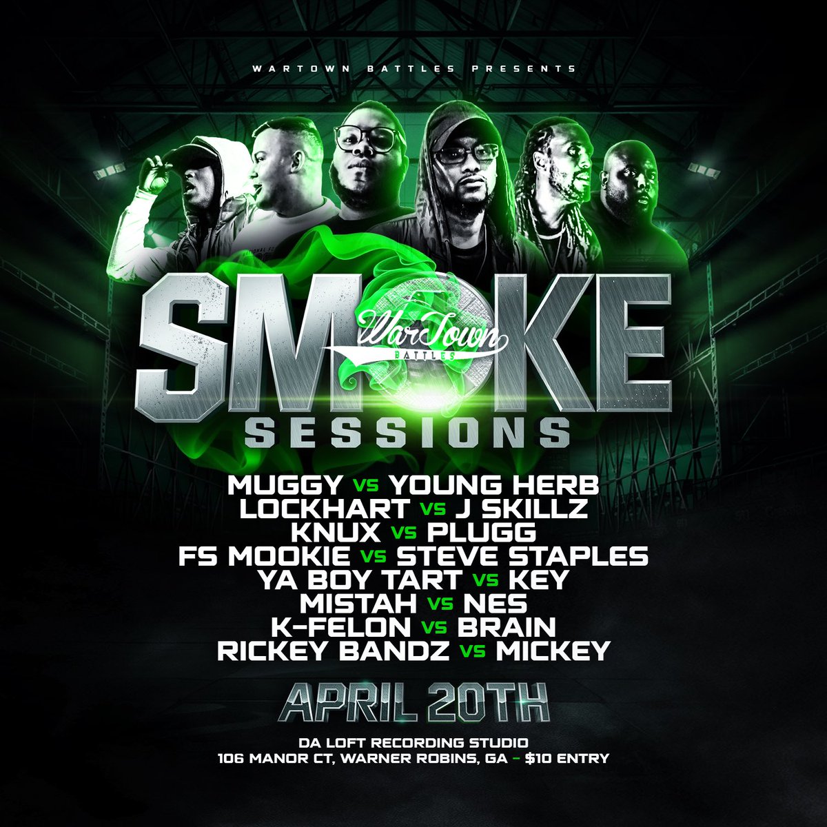 This Weekend‼️

Smoke Sessions 2 <a href="/WarTownBattles/">WarTown Battles</a> 

💨Doors Open at 4:20💨