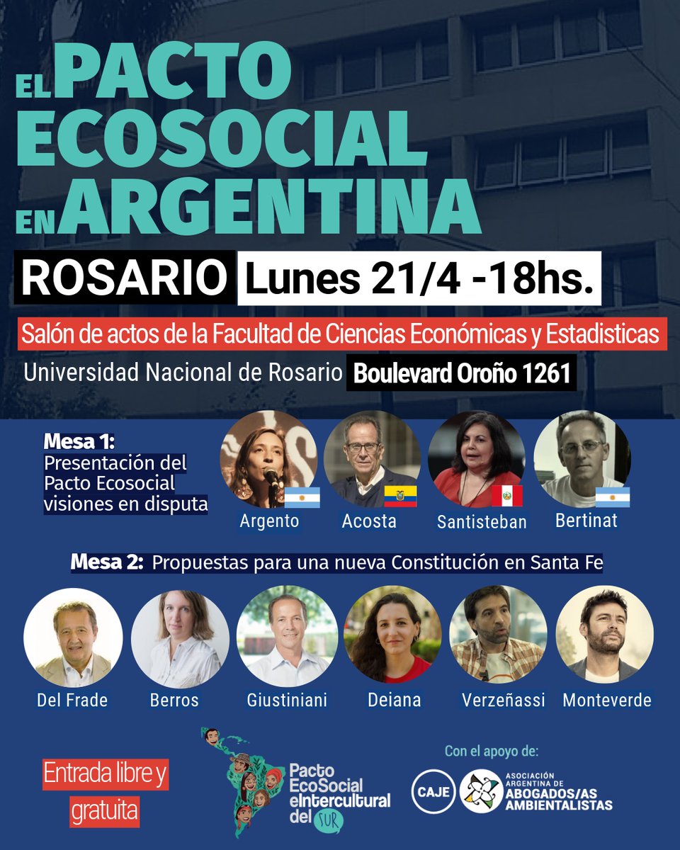 🔥 LLEGA EL PACTO ECOSOCIAL A ROSARIO. 

En el Salón de Actos de la Facultad de Ciencias Económicas y Estadísticas UNR, Oroño 1261 tendremos  un encuentro central para discutir los rumbos posibles frente a los desafíos actuales.