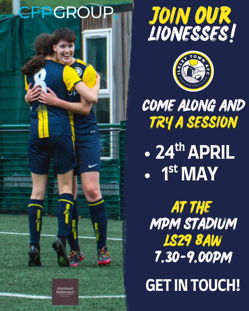 ilkleytown's tweet photo. Are we the right club for you…
✅ All abilities welcome (aged 16+)
✅ Player kit package 
✅ Weekly physio clinic
✅ Video analysis via VEO
✅ Weekly goalkeeper clinic
✅ UEFA qualified coaches
✅ Play in the F.A. Cup
Contact Claire on 07584575449 for more info…
#jointhepride https://t.co/gg33KbhlqQ
