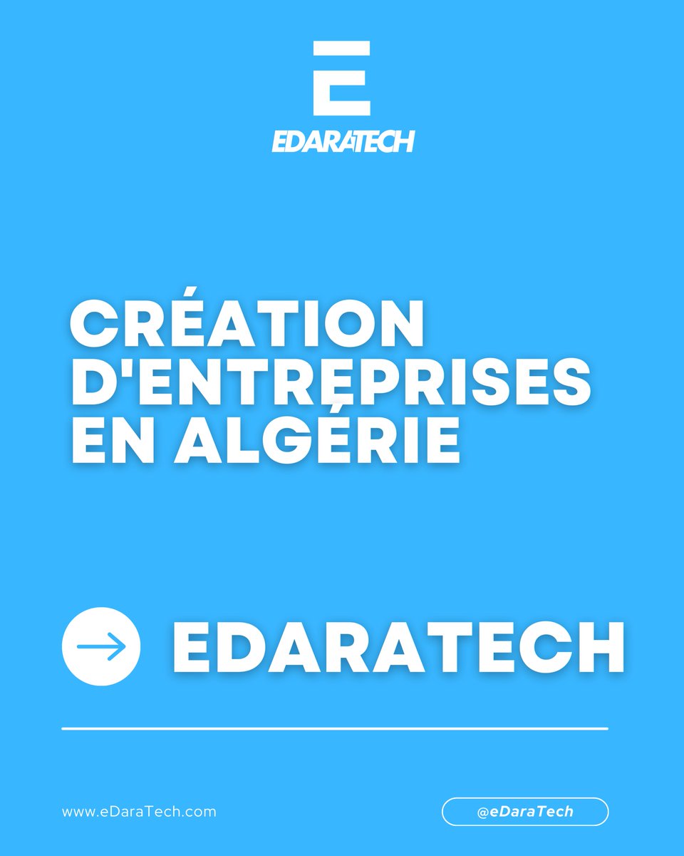 eDaraTech_com's tweet image. 🧐 Vous envisagez de lancer votre entreprise ?

👉 Que vous soyez en #Algérie ou à l’étranger, notre équipe est là pour vous accompagner à chaque étape.

🗂 #eDaraTech... votre partenaire administratif en Algérie.

📞 Contactez-nous dès maintenant pour fixer un rendez-vous !