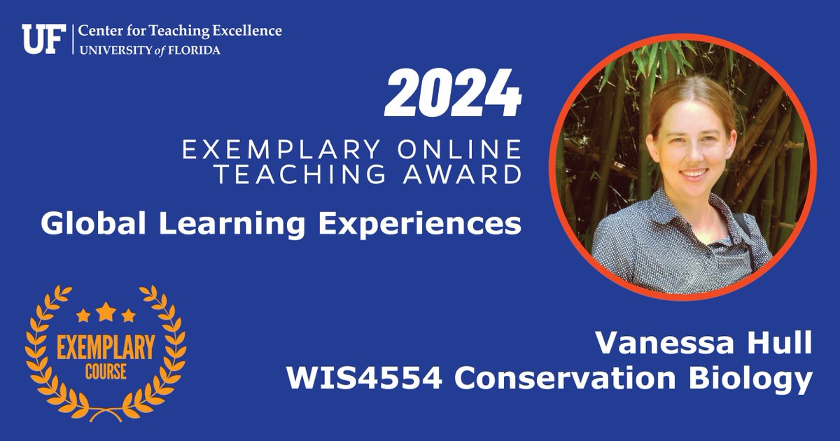 UF_CTE's tweet image. Join us in congratulating Vanessa Hull, our first Exemplary Online Teaching Award winner for Global Learning Experiences! Vanessa excels in creating impactful global learning opportunities, connecting classrooms across continents, and inspiring cultural understanding.
#UF #award