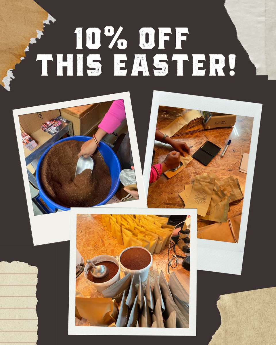 Get 10% off all orders this Easter bank holiday with the code FREEDOM10 ☕️

We’re back in the roastery on Thursday, so get those orders in early to make sure your coffee arrives in time for the weekend!

Order your coffee here: manumitcoffee.co.uk/pages/shop