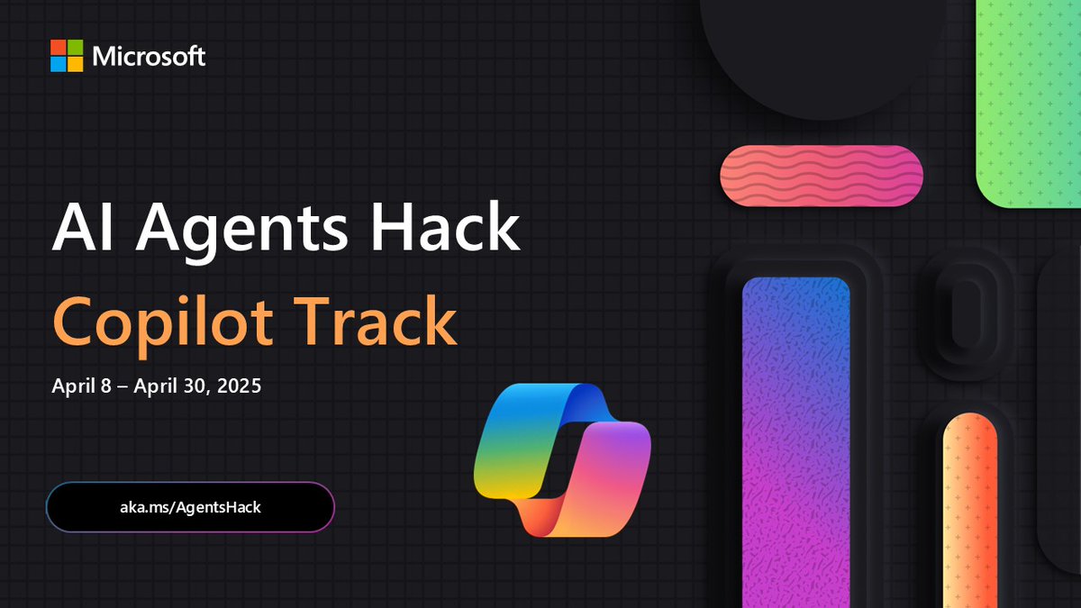 Join our ongoing hackathon to learn how to build AI agents using the Microsoft 365 Agents SDK, Copilot Studio, Teams AI Library, and more—then submit your project for a chance to win prizes in the Best Copilot Agent category: msft.it/6013q7SPT #Microsoft365Dev #HackTogether
