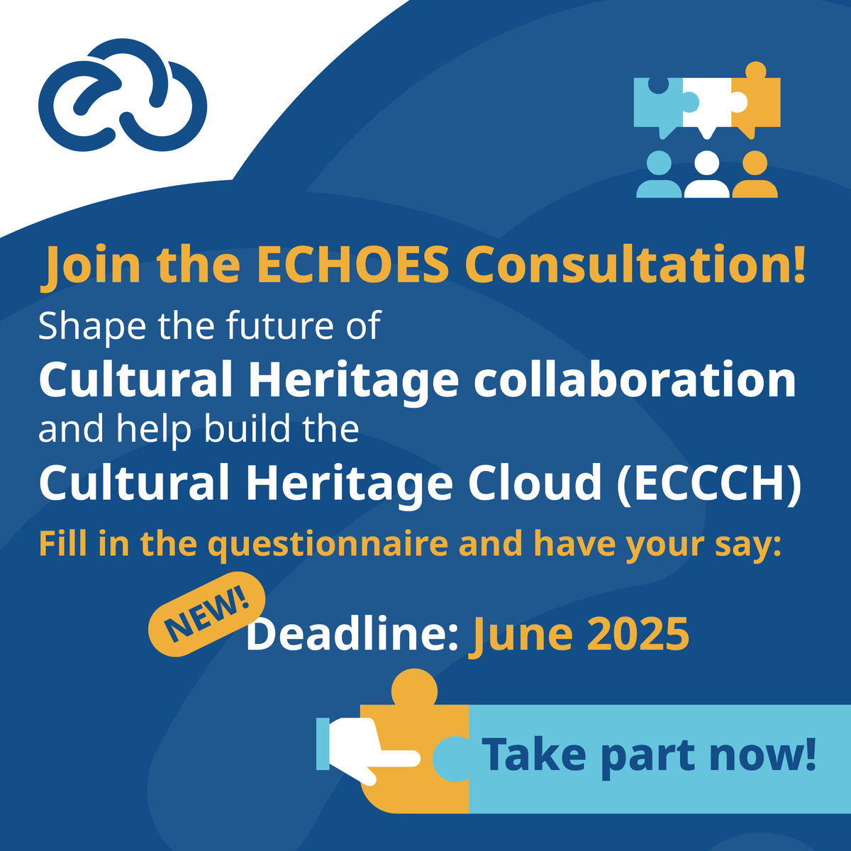 ARIADNE_RI's tweet image. The ECHOES survey questionnaire deadline has been extended to the end of June. The Cultural Heritage Cloud is being built for the benefit of everyone, regardless of the size of organisation or arts and humanities subject matter. groupes.renater.fr/limesurvey/ind…