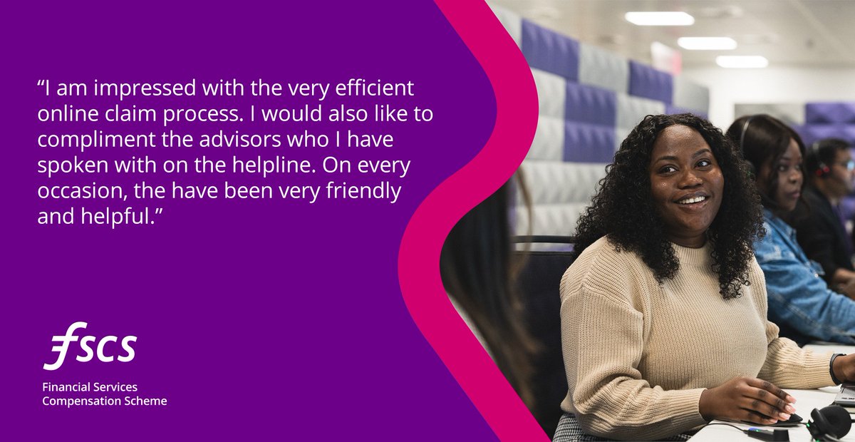 At FSCS we're committed to doing everything we can to provide a claims service that is straightforward and efficient - and we're even on hand to guide you through the process, thanks to our friendly Customer Care team 💁‍♀️

Take a look at the feedback we recently received from one