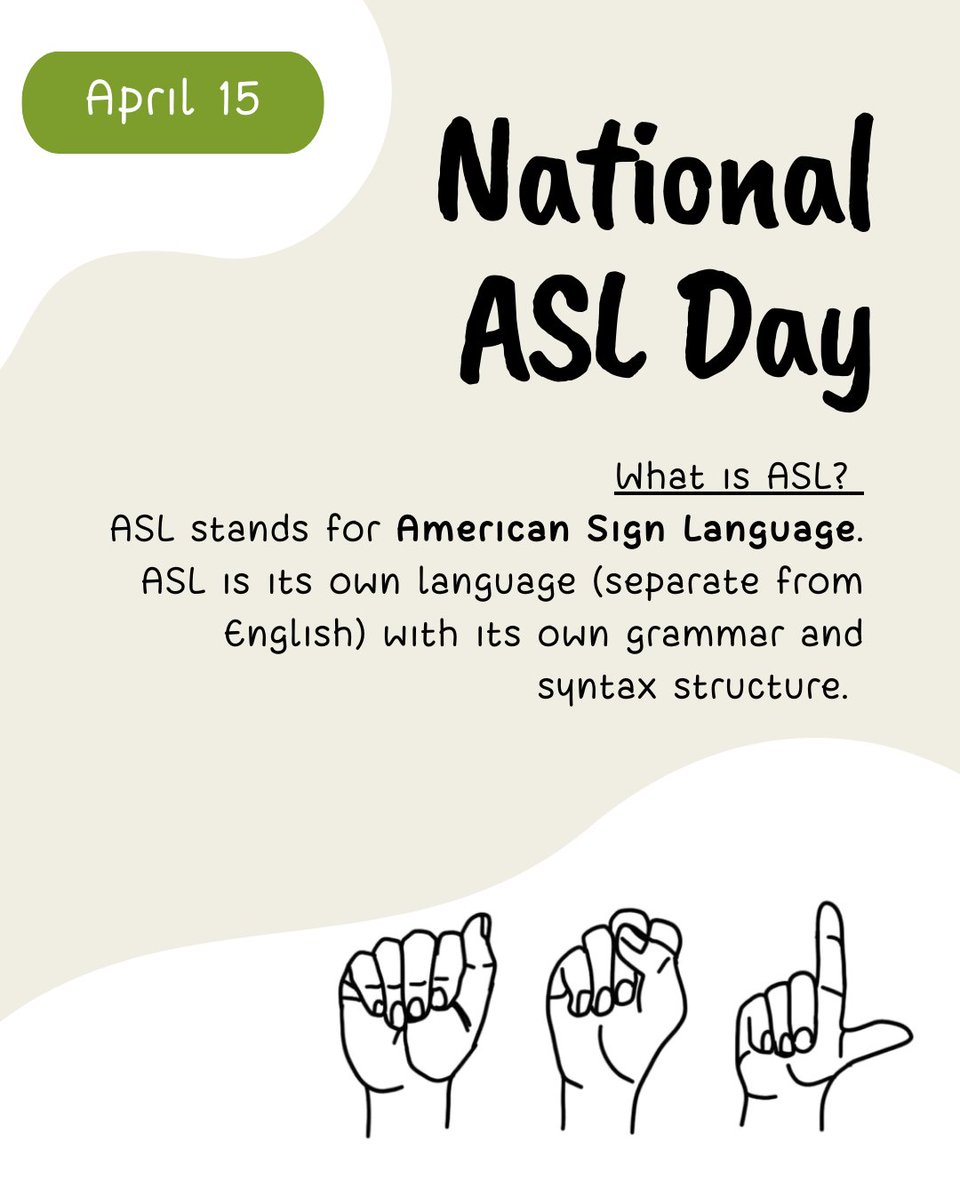 Today is National ASL Day! On this day in 1817, the American School for the Deaf opened its doors in Hartford, Connecticut. It is important to note that ASL is its OWN language. Check out DRT's Effective Communication and Assistive Technology resources: disabilityrightstn.org/resources/