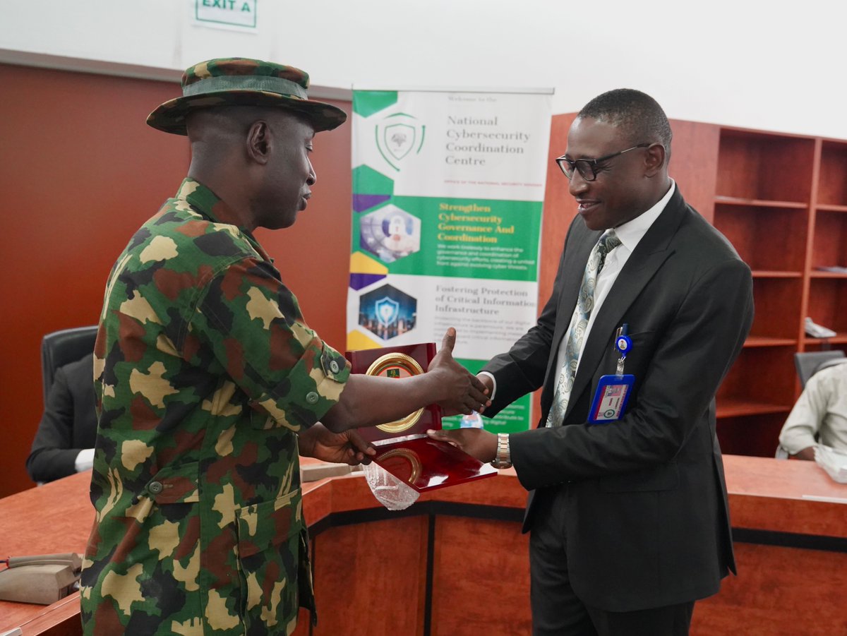 NCCC (@nccc_ng) on Twitter photo The National Coordinator of the National Cybersecurity Coordination Centre (NCCC) today welcomed Capt (NN)/Prof. I.R. Saidu and cadets from the Department of Cybersecurity, Nigerian Defence Academy
<a href="/NDefenceAcademy/">Nigerian Defence Academy</a> , to the Centre’s headquarters for an insightful engagement The National Coordinator of the National Cybersecurity Coordination Centre (NCCC) today welcomed Capt (NN)/Prof. I.R. Saidu and cadets from the Department of Cybersecurity, Nigerian Defence Academy
<a href="/NDefenceAcademy/">Nigerian Defence Academy</a> , to the Centre’s headquarters for an insightful engagement