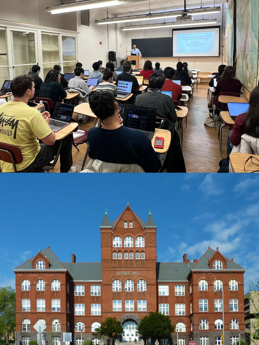 Song Gao (@gissong) on Twitter photo It is my great pleasure to host Dr. Qiusheng Wu <a href="/giswqs/">Qiusheng Wu</a> to give a guest lecture on GeoAI for Satellite Imagery Analytics in our course of geospatial data science with Python programming! Sitting in a historic building with over 120 years to learn modern #GeoAI technologies:-) It is my great pleasure to host Dr. Qiusheng Wu <a href="/giswqs/">Qiusheng Wu</a> to give a guest lecture on GeoAI for Satellite Imagery Analytics in our course of geospatial data science with Python programming! Sitting in a historic building with over 120 years to learn modern #GeoAI technologies:-)