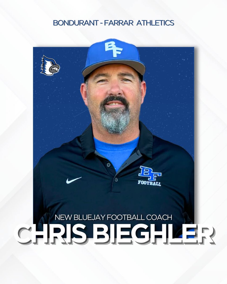 Chris Bieghler has been named the new head football coach at Bondurant-Farrar. 

“I am excited and grateful for this opportunity!  I look forward to working with our players and coaches to build something special,” says Bieghler.