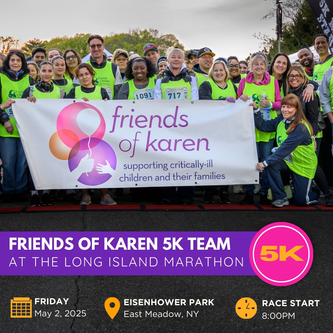 Go the extra mile for a child in need! Join the Friends of Karen 5K team at the Long Island Marathon on Friday, May 2nd at Eisenhower Park. Click here to sign up! Every step makes a difference. friendsofkaren.org/friends-of-kar…
#FriendsofKaren #LongIslandMarathon  @raceawesome @limarathon