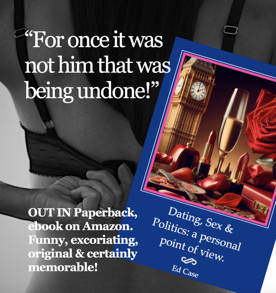 DatingForMating's tweet image. 'Dating, Sex &amp;amp; Politics: a personal point of view' by Ed Case. Excoriating, highly original and very funny. A louche exploration of the absurdities of the worlds of politics &amp;amp; dating. Human frailties set against a background of democratic collapse. OUT on Amazon. #DatingGame