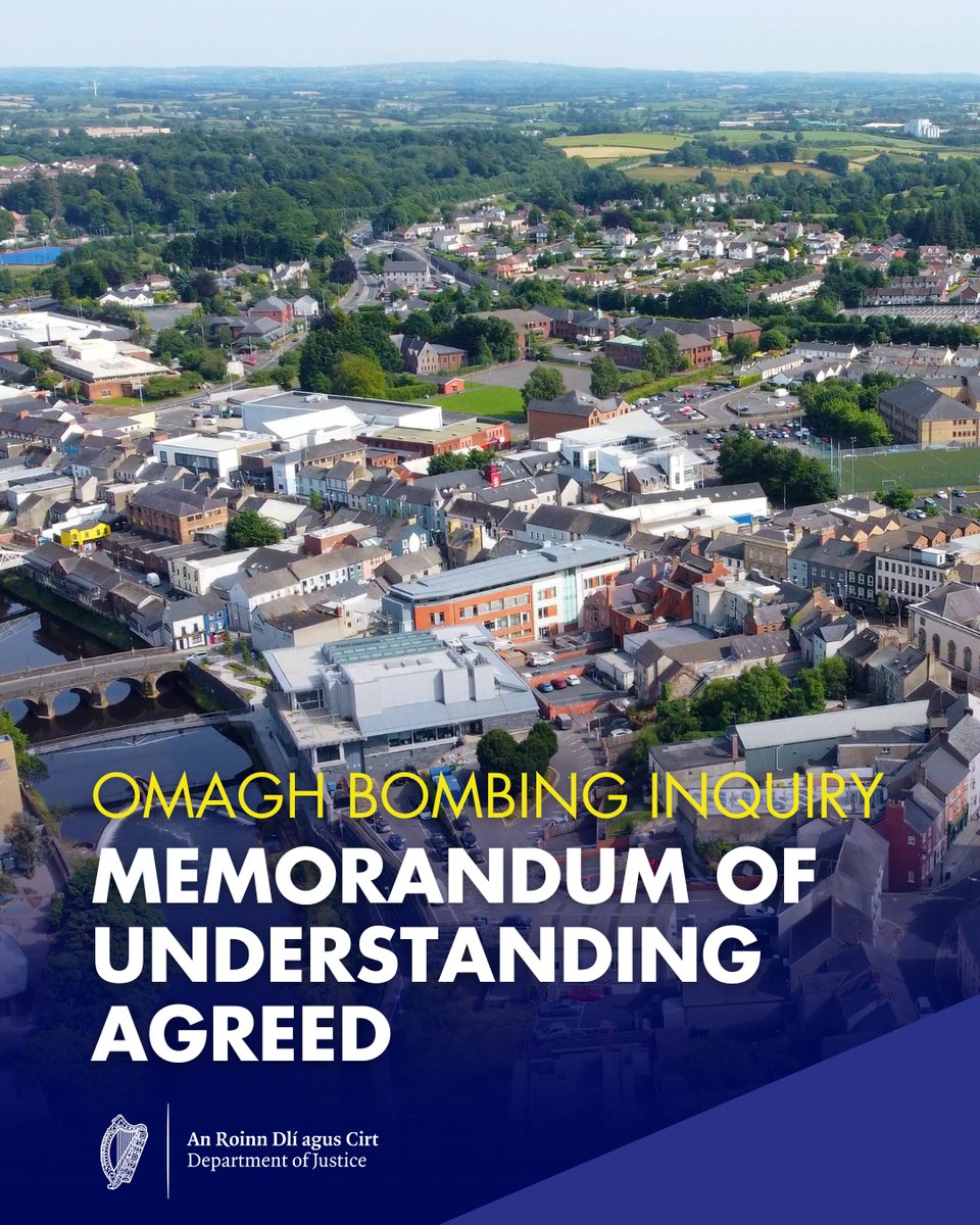 Department of Justice (@deptjusticeirl) on Twitter photo Memorandum of Understanding on matters relating to the disclosure of materials to the Omagh Bombing Inquiry has been signed.
Read more: gov.ie/en/department-…
<a href="/OCallaghanJim/">Jim O'Callaghan TD</a> Memorandum of Understanding on matters relating to the disclosure of materials to the Omagh Bombing Inquiry has been signed.
Read more: gov.ie/en/department-…
<a href="/OCallaghanJim/">Jim O'Callaghan TD</a>