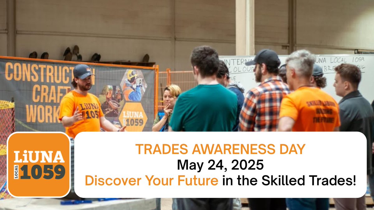 LiteracyLink (@literacylinksc) on Twitter photo Coming up! Visit <a href="/LiUNA1059/">LIUNA Local 1059</a> on May 24 for Trades Awareness Day! Join them at 635 Wilton Grove Rd., in #LdnOnt & discover your future in the #SkilledTrades. Learn more liunalocal1059.com & youtu.be/8BDGjQXOo8g Questions to: events@liuna1059.ca
#Apprenticeship Coming up! Visit <a href="/LiUNA1059/">LIUNA Local 1059</a> on May 24 for Trades Awareness Day! Join them at 635 Wilton Grove Rd., in #LdnOnt & discover your future in the #SkilledTrades. Learn more liunalocal1059.com & youtu.be/8BDGjQXOo8g Questions to: events@liuna1059.ca
#Apprenticeship