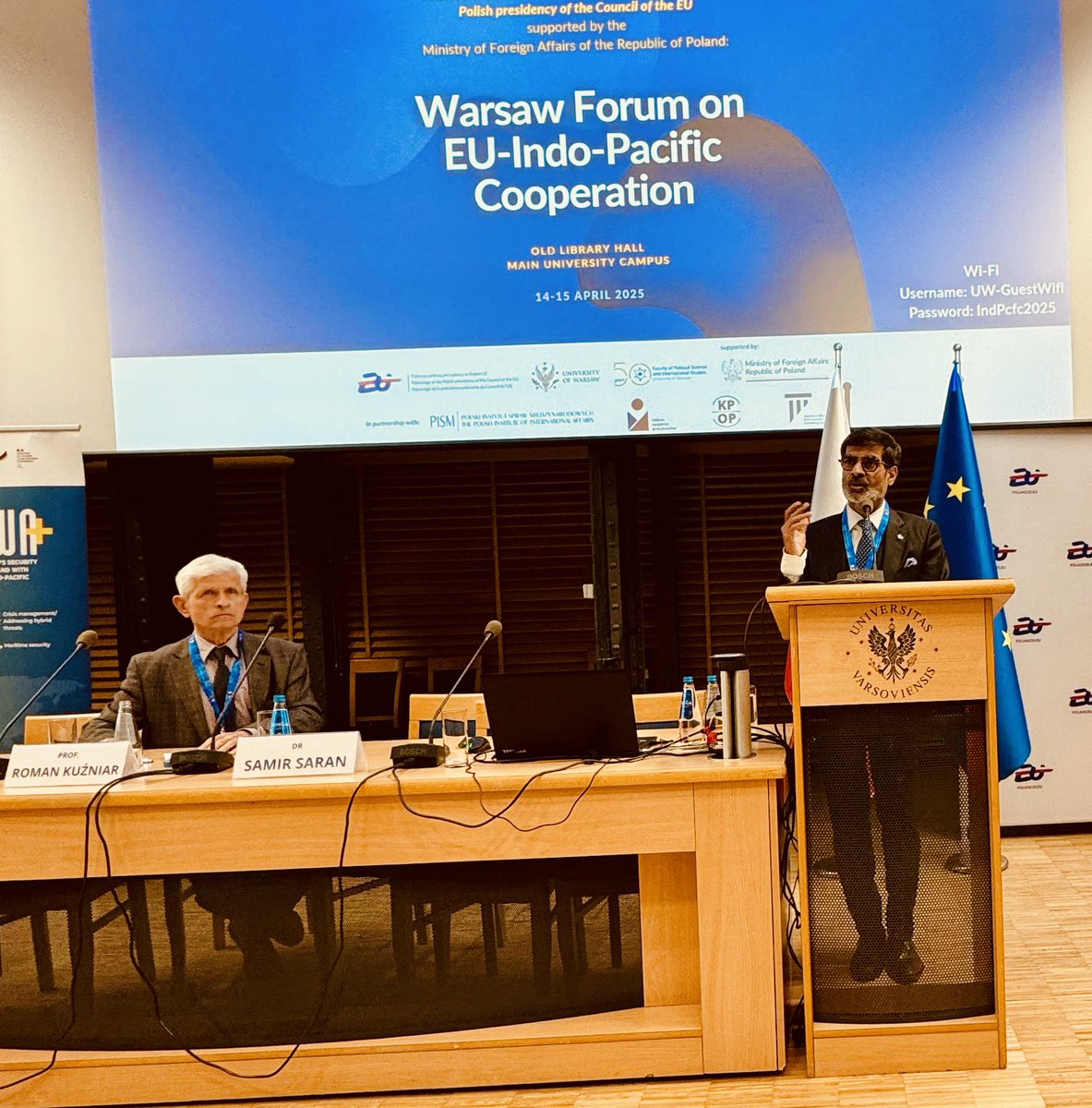 Privilege to deliver the Opening Keynote at the Warsaw Forum on EU-IndoPacific Cooperation organised by <a href="/UniWarszawski/">Uniwersytet Warszawski</a> <a href="/WNPiSM/">WNPiSM UW</a> under the leadership of Minister <a href="/WTBartoszewski/">Władysław T. Bartoszewski</a>, <a href="/PolandMFA/">Ministry of Foreign Affairs 🇵🇱</a>. Many thanks to Amb Tomasz Lukaszuk for the invite and hospitality. Warsaw captivates!!!