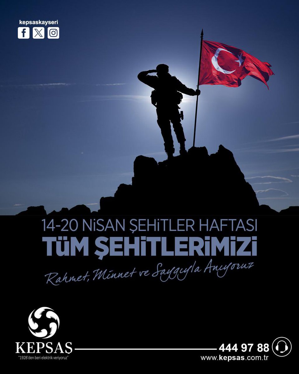 14-20 Nisan Şehitler Haftasında Tüm Şehitlerimizi rahmet, minnet ve saygıyla anıyoruz🇹🇷