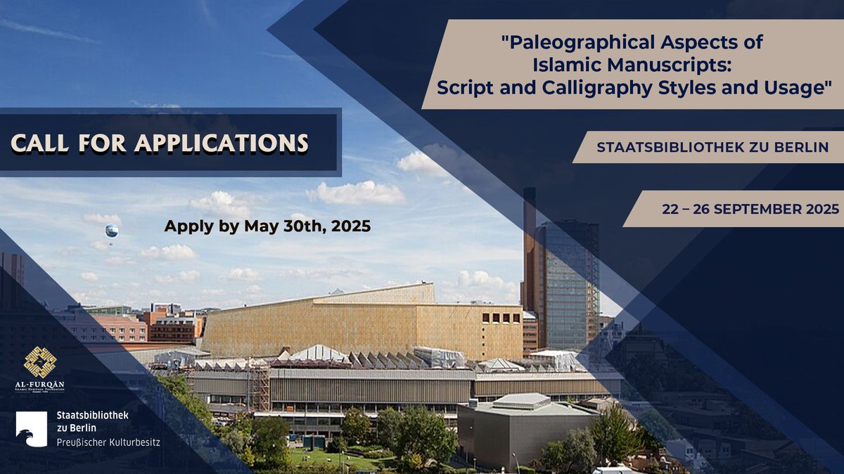 Qalamos: Connecting Manuscript Traditions (@od_portal) on Twitter photo In 2025, we are once again organising an exciting summer school at the <a href="/stabiberlin/">Staatsbibliothek zu Berlin</a> in coop. with <a href="/FurqanHeritage/">Al-Furqan Islamic Heritage Foundation</a>. This year's topic is Islamic calligraphy - with insights into our great collections in Berlin and, of course, excellent speakers. See sbb.berlin/82mcg3 In 2025, we are once again organising an exciting summer school at the <a href="/stabiberlin/">Staatsbibliothek zu Berlin</a> in coop. with <a href="/FurqanHeritage/">Al-Furqan Islamic Heritage Foundation</a>. This year's topic is Islamic calligraphy - with insights into our great collections in Berlin and, of course, excellent speakers. See sbb.berlin/82mcg3