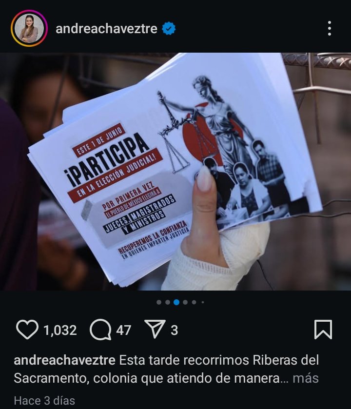 De acuerdo con las restricciones a los funcionarios públicos en la promoción de la Elección Judicial, NO SE PUEDEN USAR COLORES INSTITUCIONALES en propagandas.

Andrea Chávez <a href="/AndreaChavezTr/">Andrea Chávez</a> está violando la Ley, ¡OTRA VEZ!

Aquí están las pruebas, <a href="/TEPJF_informa/">Tribunal Electoral del PJF</a>, <a href="/INEMexico/">@INEMexico</a>. 🧐