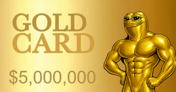 ***BREAKING: <a href="/realDonaldTrump/">Donald J. Trump</a> also said it's totally okay if you bought the GIGAPEP Gold Card. You're absolutely going to become an American Citizen and also a true patriot. 

Huge if true! #goldcard #flipthefrogmarket <a href="/_Shadow36/">Shadow</a>