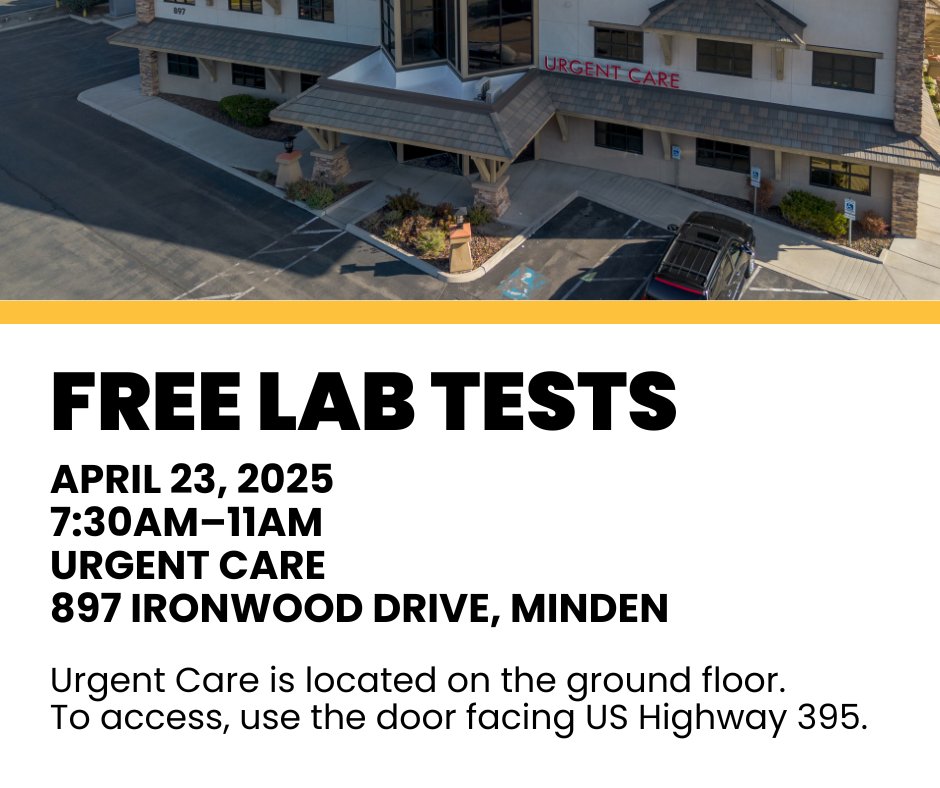 We're excited to celebrate #LabWeek by offering free lab tests. Receive essential lab tests at no cost! No appointment needed. Free Tests Offered: Complete Metabolic Panel, Lipid Panel, Complete Blood Count
Fast 8-12 hours prior to testing.
carsonvalleyhealth.org/free-lab-testi…