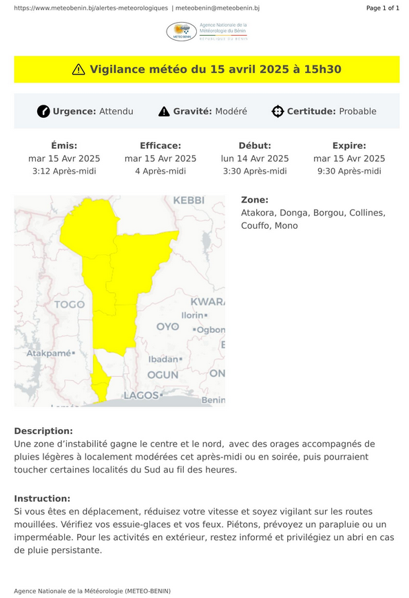 Météo Bénin tweet media