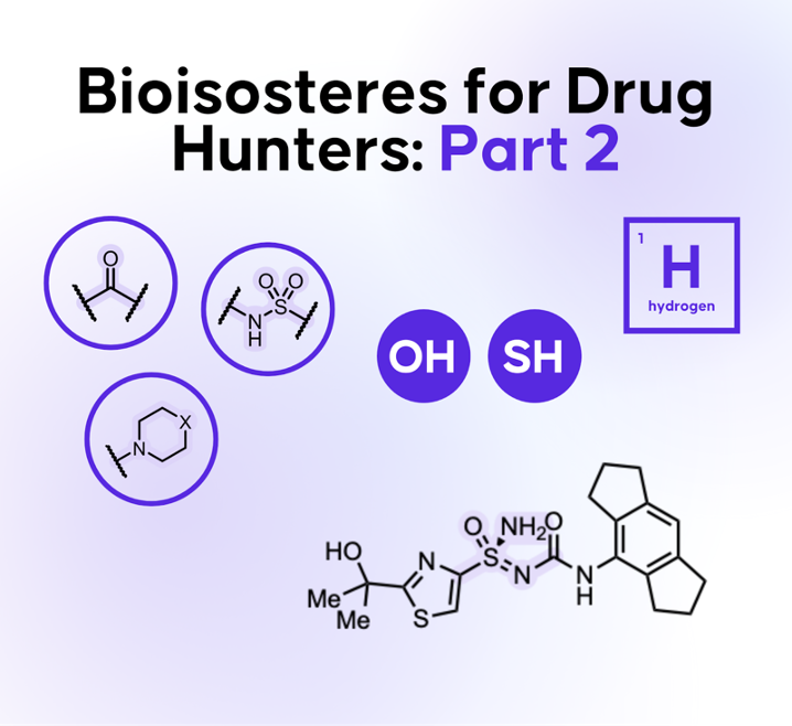 In Part 2 of our bioisosteres series, we continue exploring non-aromatic bioisosteres in medicinal chemistry. This article highlights key functional group replacements—including hydrogen atoms, sulfonamides, hydroxyl groups, thiols, and saturated heterocycles—and examines their